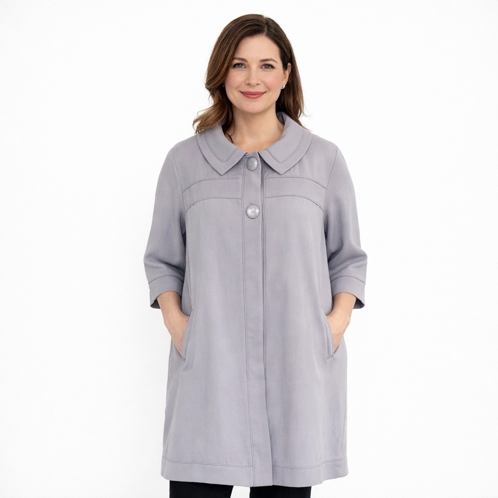 Walter Baker Vintage-Style Light Grey Forcaster/Boston Trench Coat Size 1X NWT